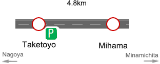 Inbound between Mihama IC <--> Taketoyo IC (For Handa IC)